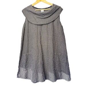 Vintage Match Point USA Linen Lagenlook Cowl Neck Plaid Tunic Dress Large